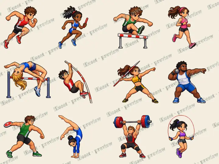 Track Field Fitness Characters Sports Character