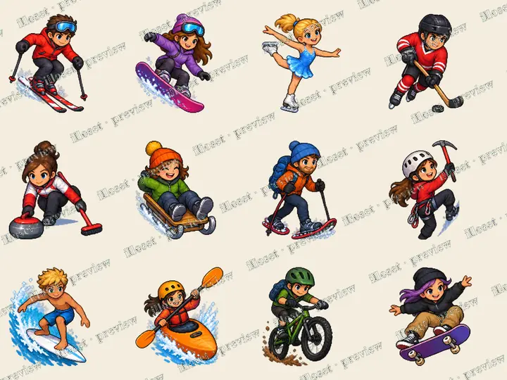 Winter Outdoor Sports Characters Sports Character